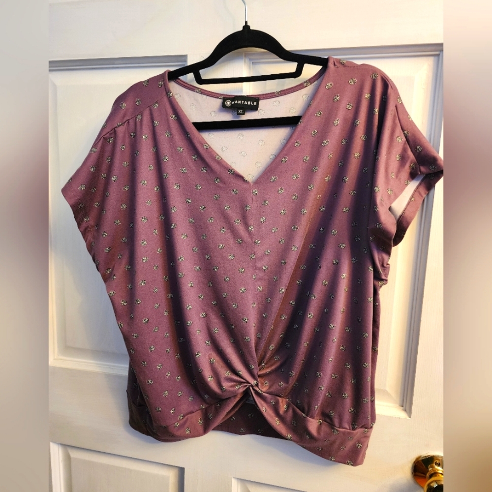 Wantable Purple Tee with Hem Twist